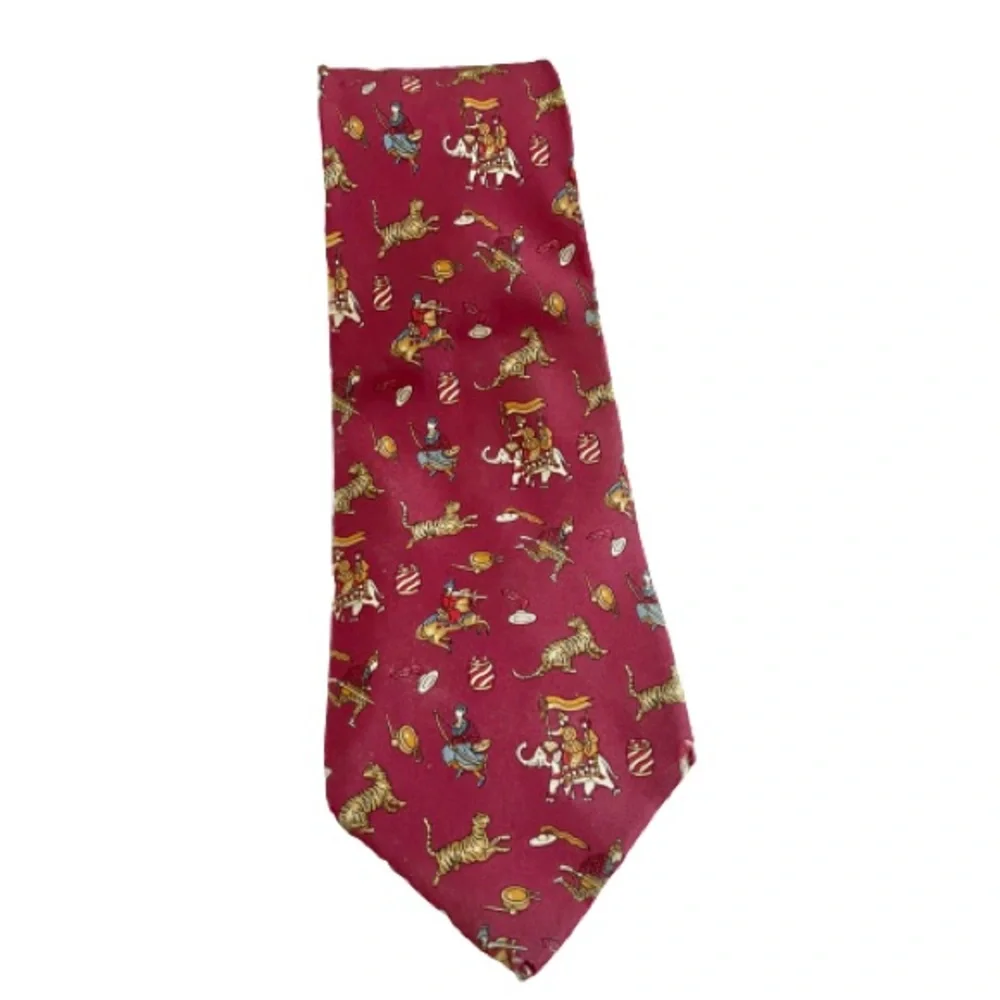Salvatore Ferragamo Egypt Pharaoh Tiger Elephant Men’s Neck Tie